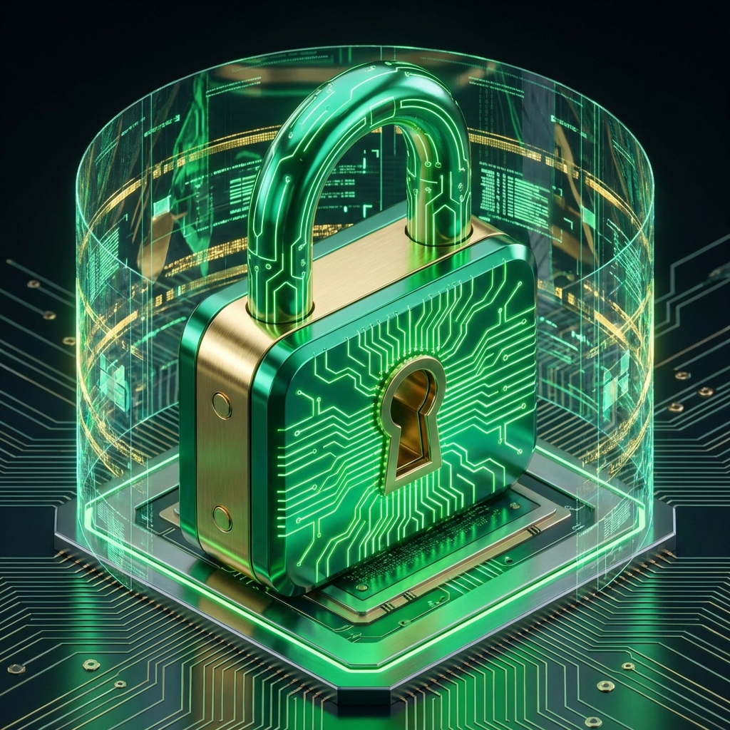 High-tech security padlock icon