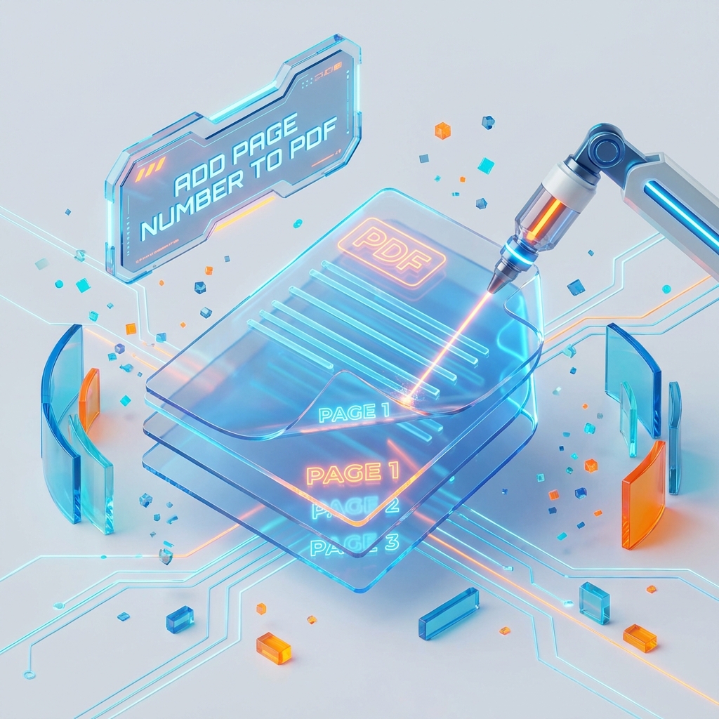 Add Page Numbers to PDF 3D Illustration