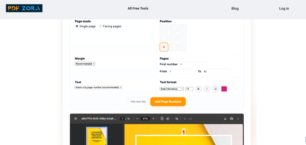 Add Page Numbers to PDF Processing