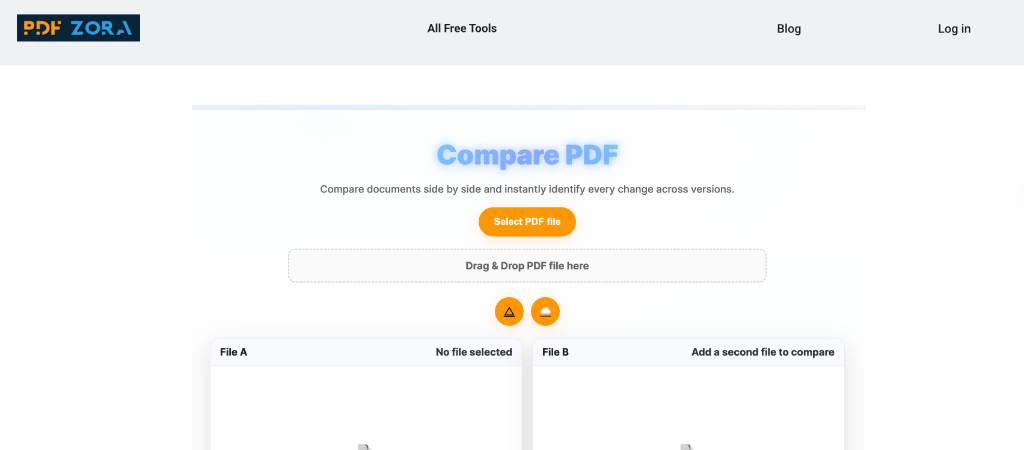 Upload Interface for Compare PDF