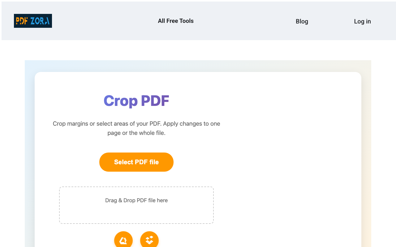 Upload Interface for Crop PDF