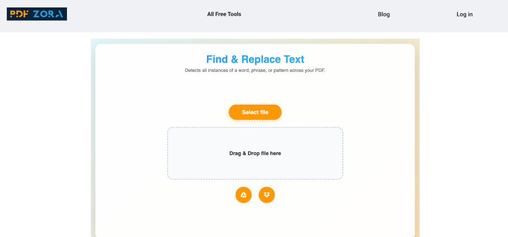 Upload Interface for Find & Replace Text