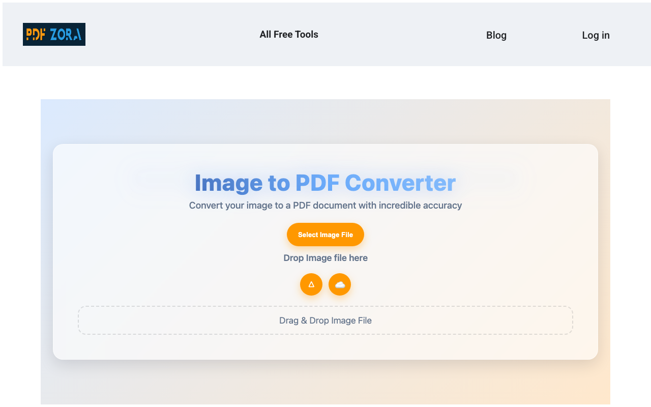 Upload Interface for Image to PDF