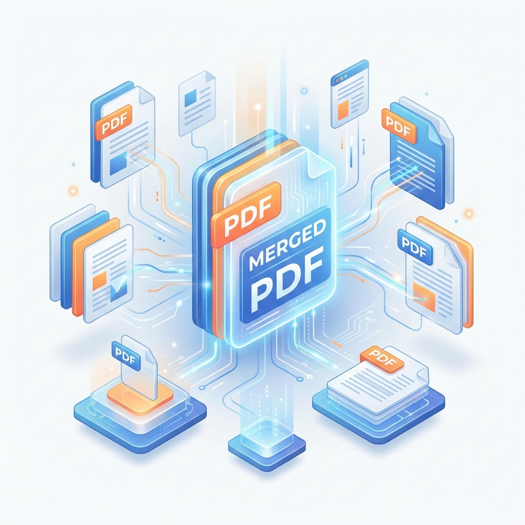 Merge PDF 3D Illustration