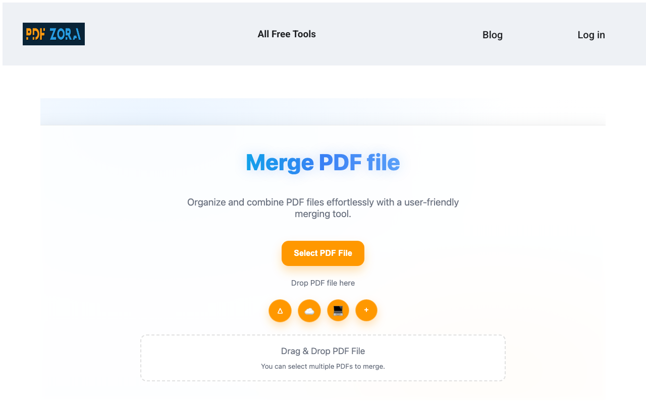 Upload Interface for Merge PDF
