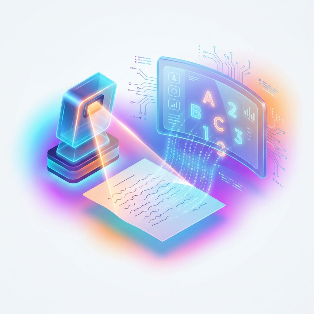 OCR to PDF 3D Illustration