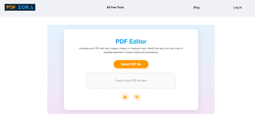 Upload Interface for PDF EDITOR