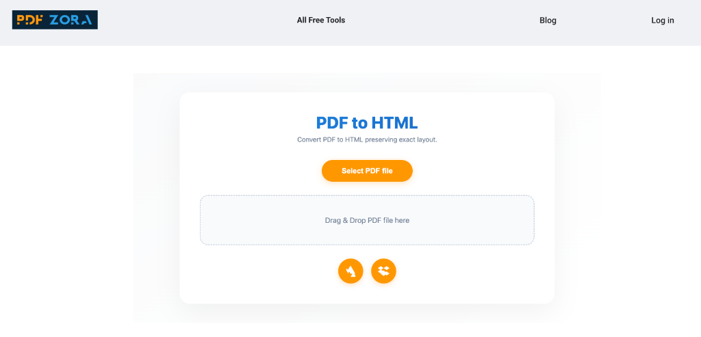 Upload Interface for PDF to HTML