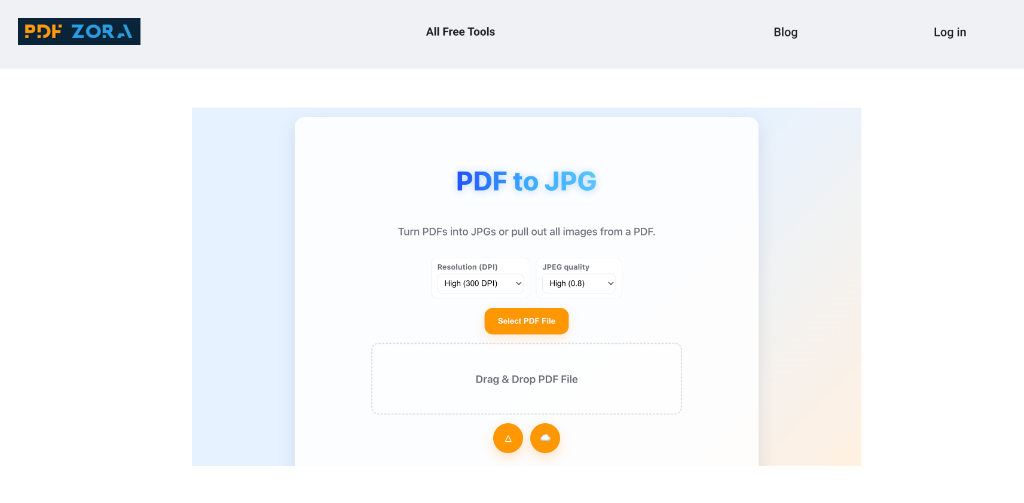 Upload Interface for PDF to JPG