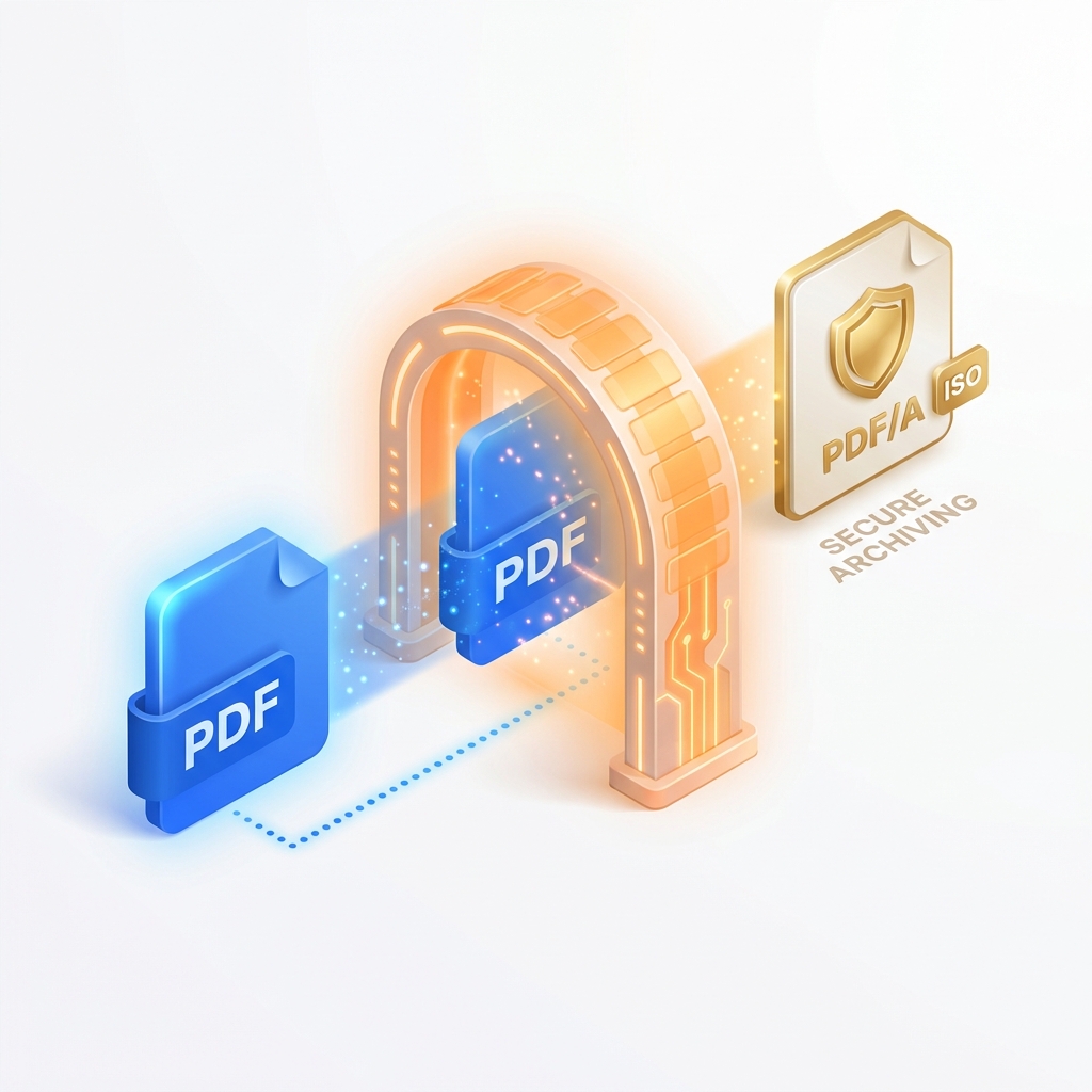 PDF to PDF/A 3D Illustration