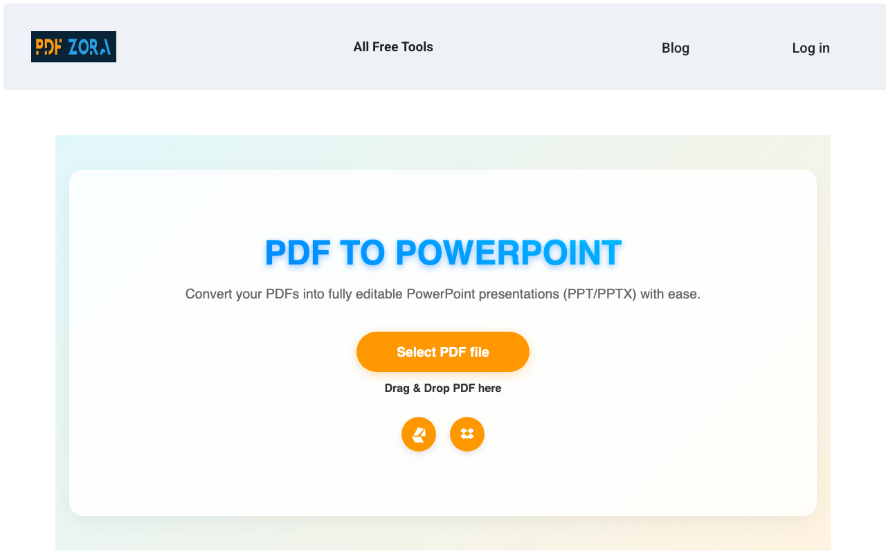 Upload Interface for PDF to PowerPoint
