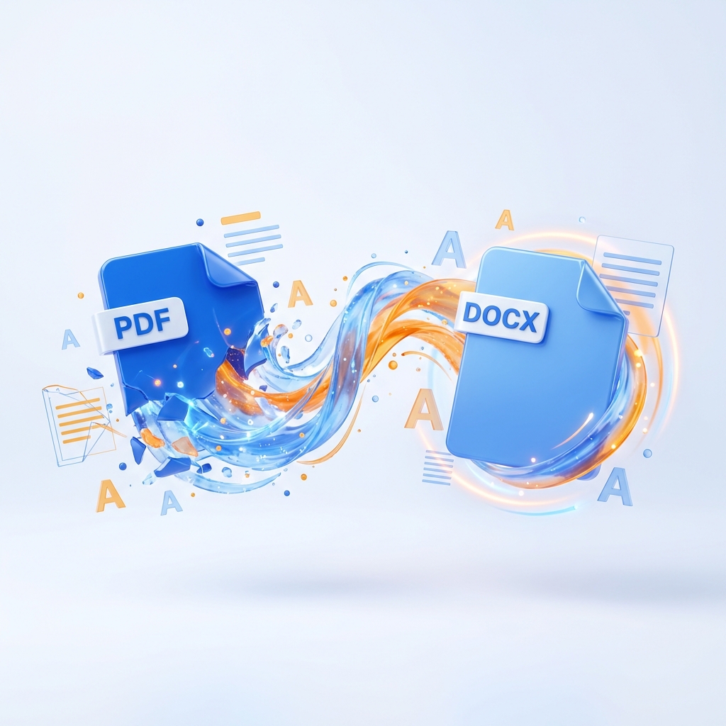 PDF to Word 3D Illustration