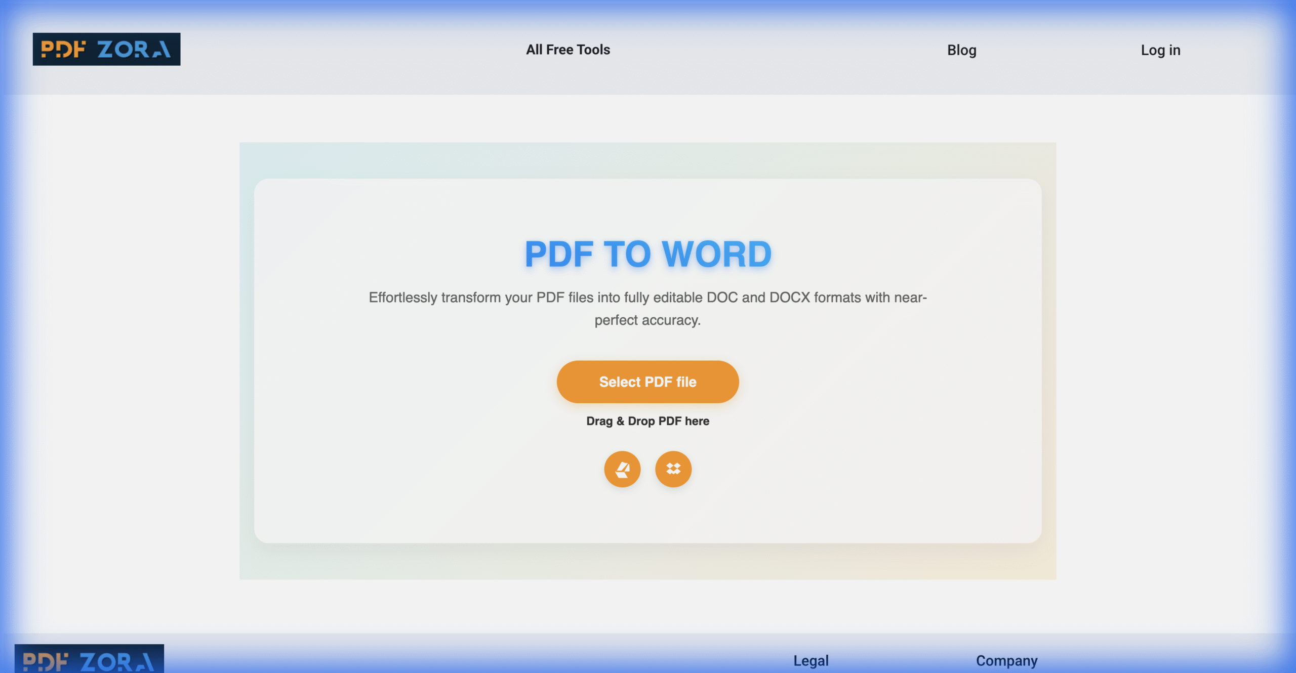 Upload Interface for PDF to Word
