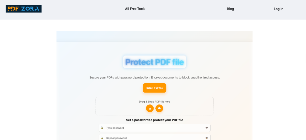 Upload Interface for Protect PDF