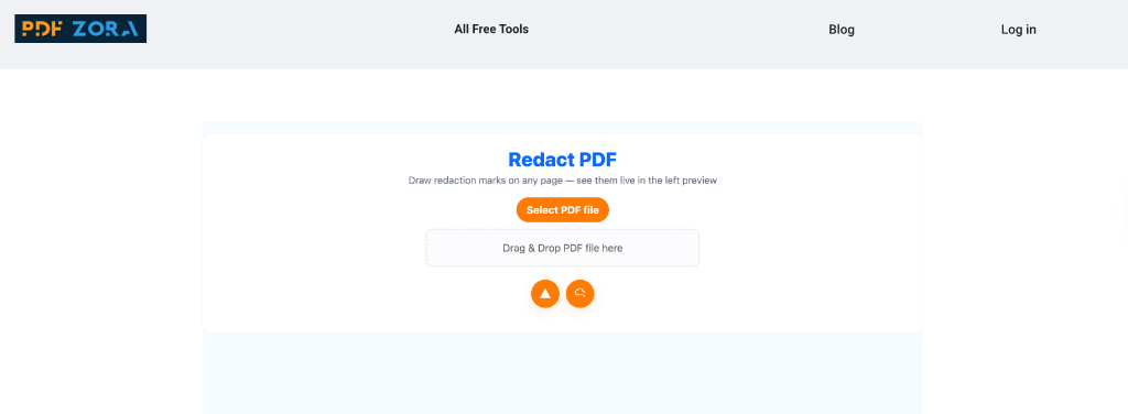Upload Interface for Redact PDF