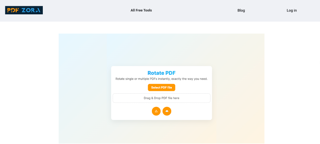 Upload Interface for Rotate PDF