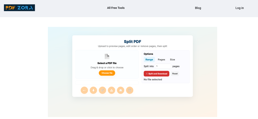 Upload Interface for Split PDF