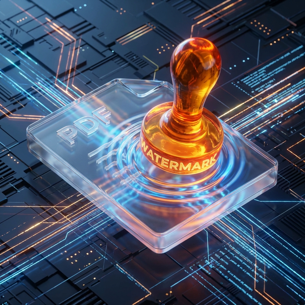 Add Watermark to PDF 3D Illustration