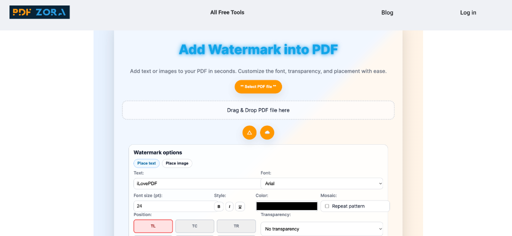Upload Interface for Watermark PDF