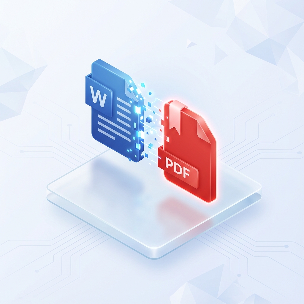 Word to PDF 3D Illustration