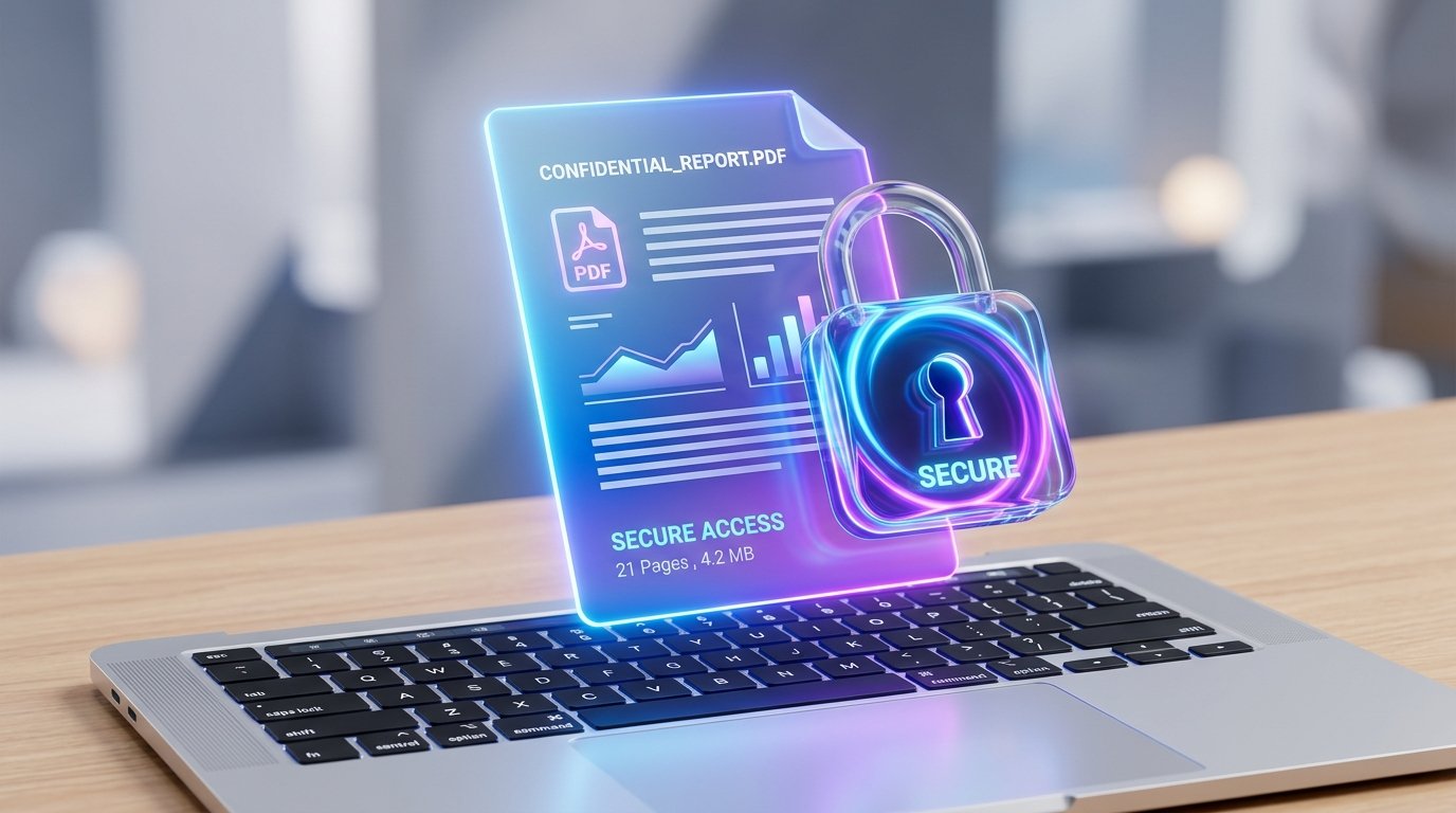 How to Password-Protect a PDF For Free – hero illustration showing a PDF with a lock icon and password field