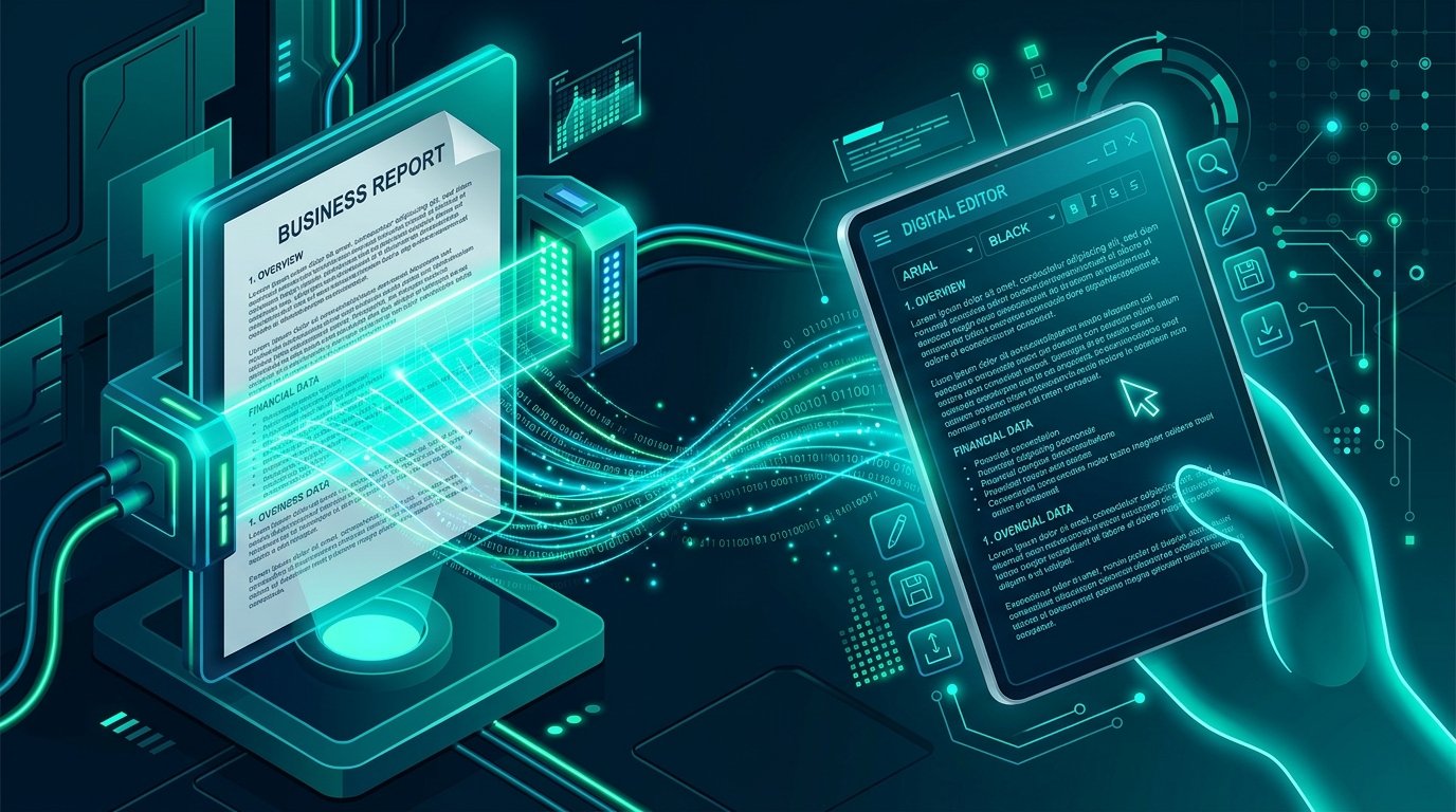 OCR Optical Character Recognition Scanning Digital PDF Illustration