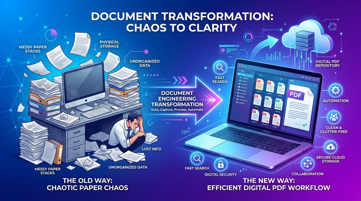 PDF workflow comparison infographic showing wrong way vs better method using PDF to Word and Compress PDF
